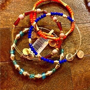 Alex and Ani Orange, Blue, and Silver Bracelet Set VINTAGE RETIRED